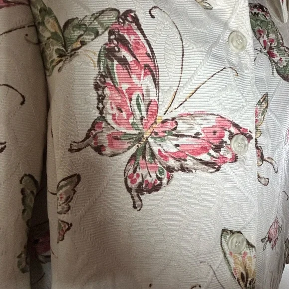 Alfred Dunner cream color with multicolored butterfly women’s jacket - Picture 3 of 8